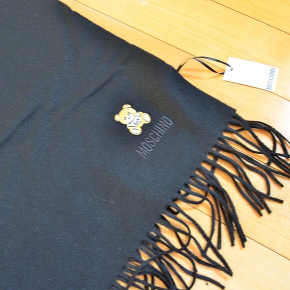 MOSCHINO Embroidered Moschino Bear Wool Scarf - Picture 3 of 7